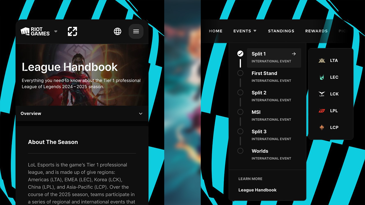 LoL Esports Website Gets Major Updates – New “Events & Standings” Section Added | LoLNOW.gg