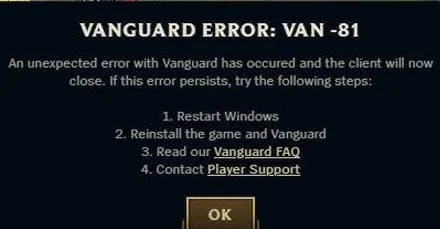 How to Fix Vanguard VAN 81 Error in League of Legends (2025 Guide)