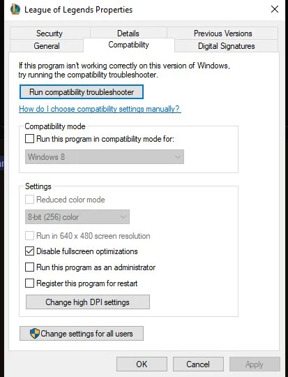 How to boost FPS in League of Legends by disabling fullscreen optimizations